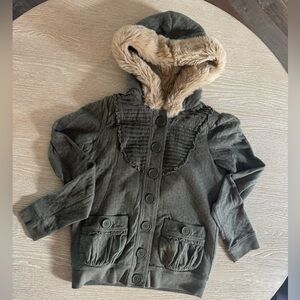 Marc Jacobs Faux Fur Army Green, tan cream hoodie, XS